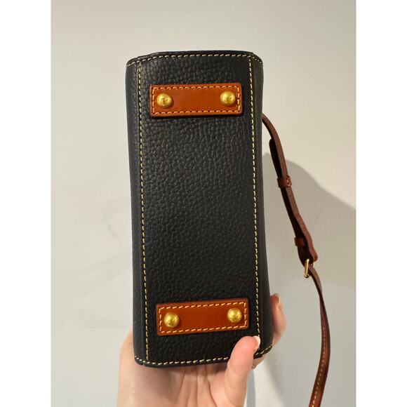 Dooney & Bourke Pebble Leather Mini Janine Satchel Black & Tan Trim w/Dustbag - Picture 3 of 5